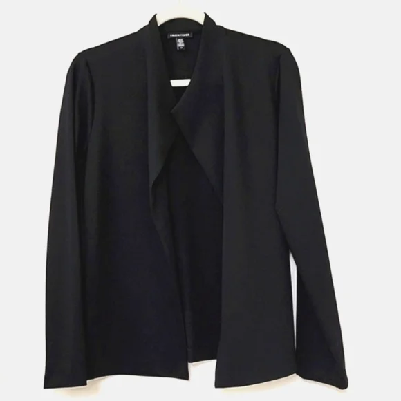 Eileen Fisher preppy Black Drape Open Blazer Office Siren size Small - Picture 1 of 17